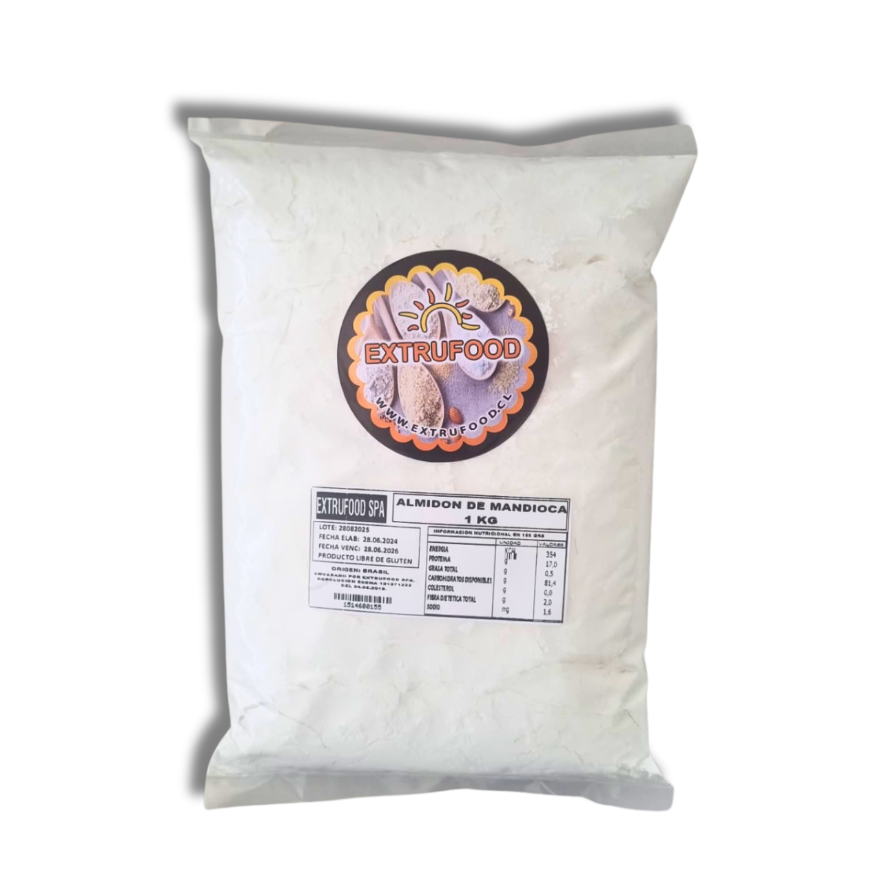 Almidón de Mandioca (Tapioca) 1kg – Sin Gluten – Extrufood