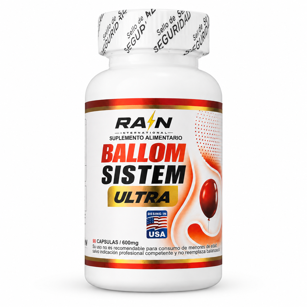 Ballom Sistem Ultra 600mg 90 Cápsulas (1 mes) – Glucomanano, Picolinato de Cromo, Espirulina, Cochayuyo y L-Teanina – Rain