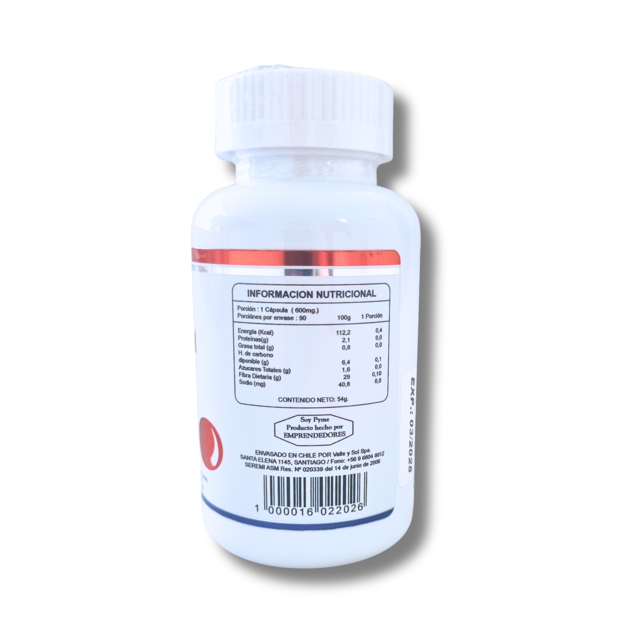 Balloon Slim 600mg - Control del Apetito - Glucomanano, L-Theanina, Spirulina, Cromo, Cochayuyo y Kelp - 90 Cápsulas (1 mes) - Rain