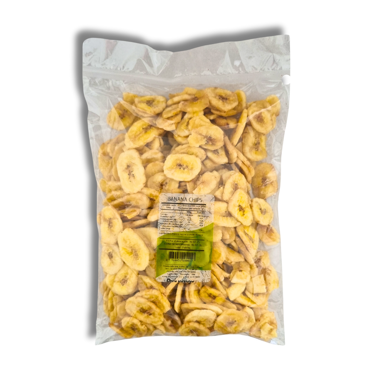 Banana Chips Dulce 500gr - Valles de Chile
