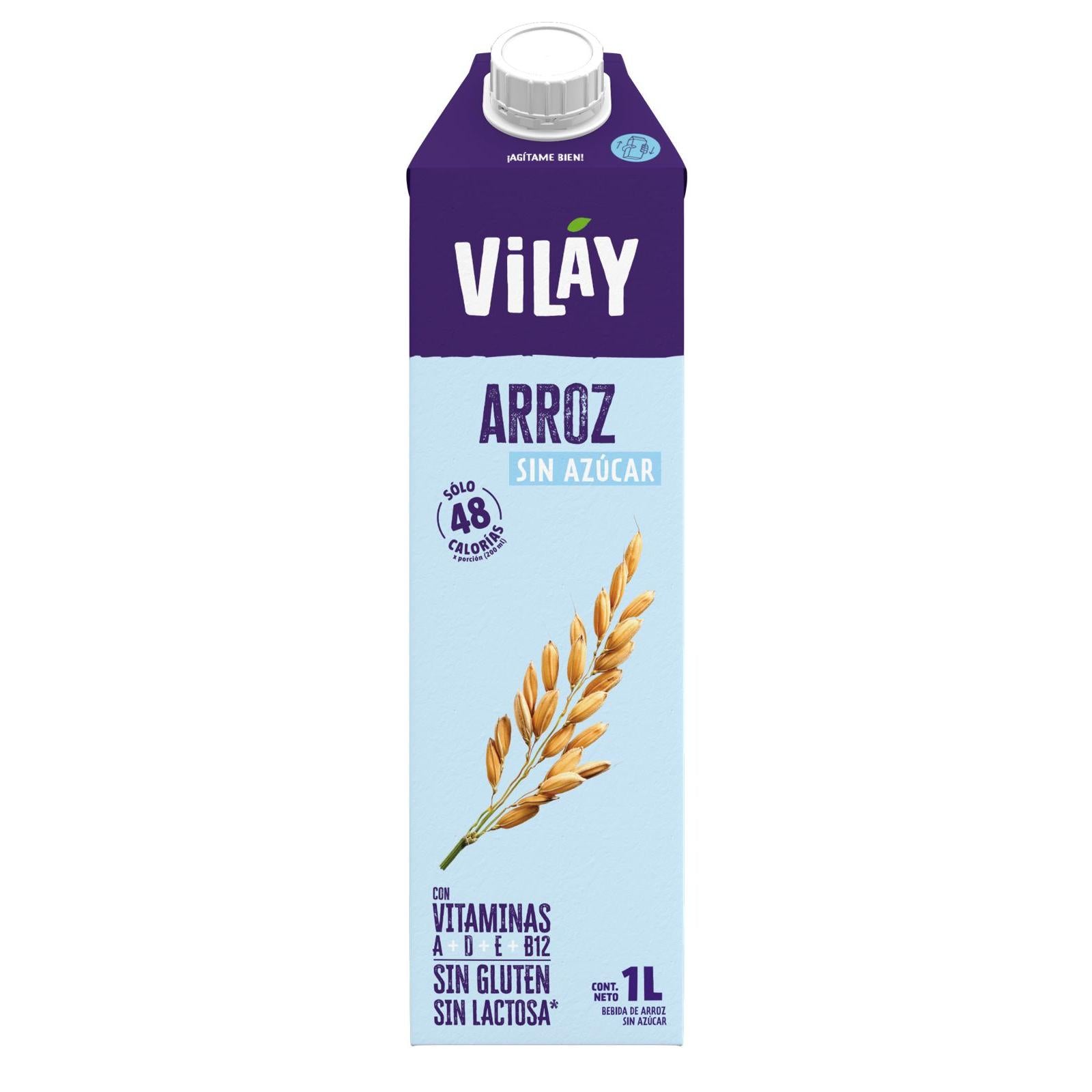 Bebida Vegetal de Arroz Sin Azúcar 1 LT - Con Vitaminas A, D, E y B12 - Sin Gluten - Vilay