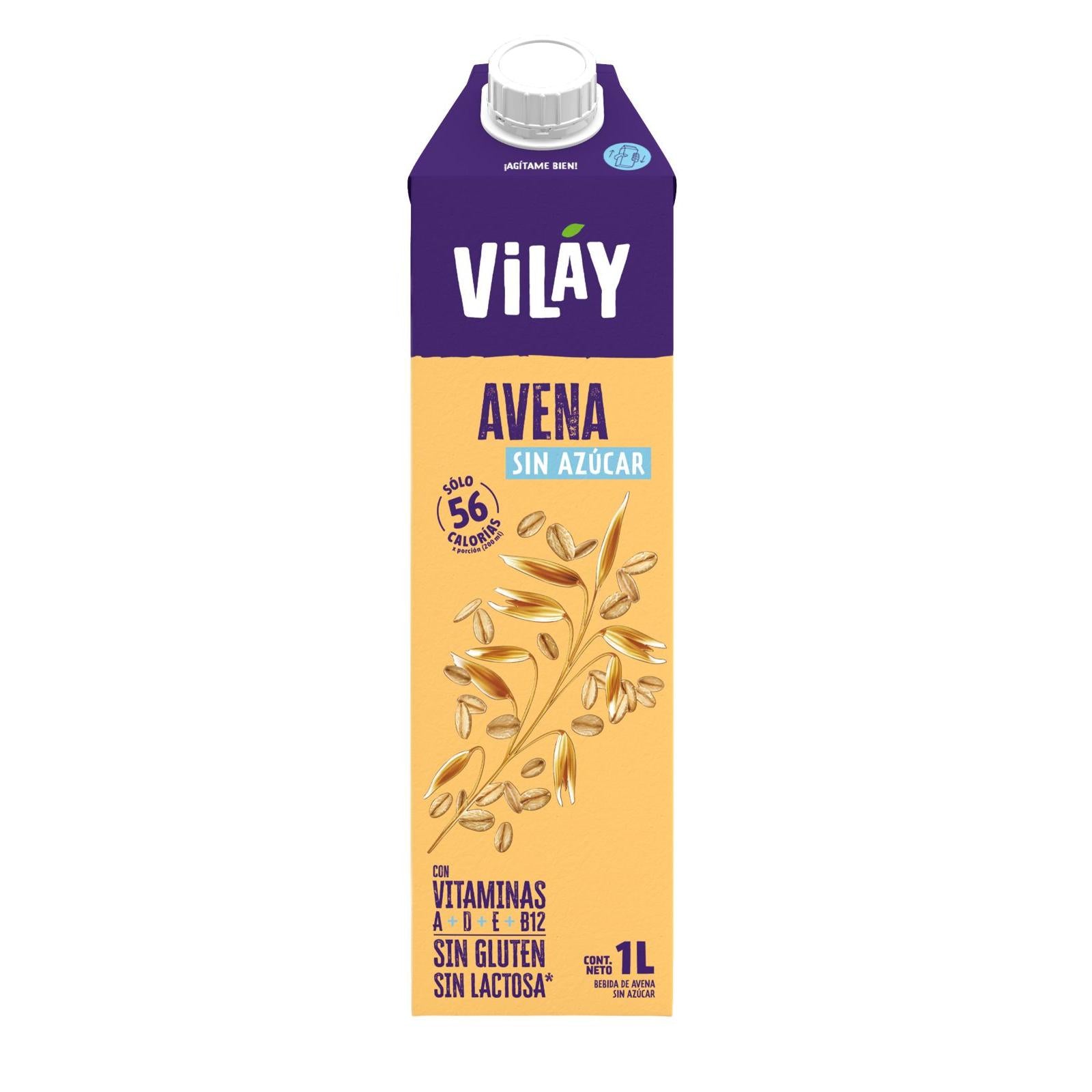 Bebida Vegetal de Avena Sin Azúcar 1 LT - Con Vitaminas A, D, E y B12 - Sin Gluten - Vilay