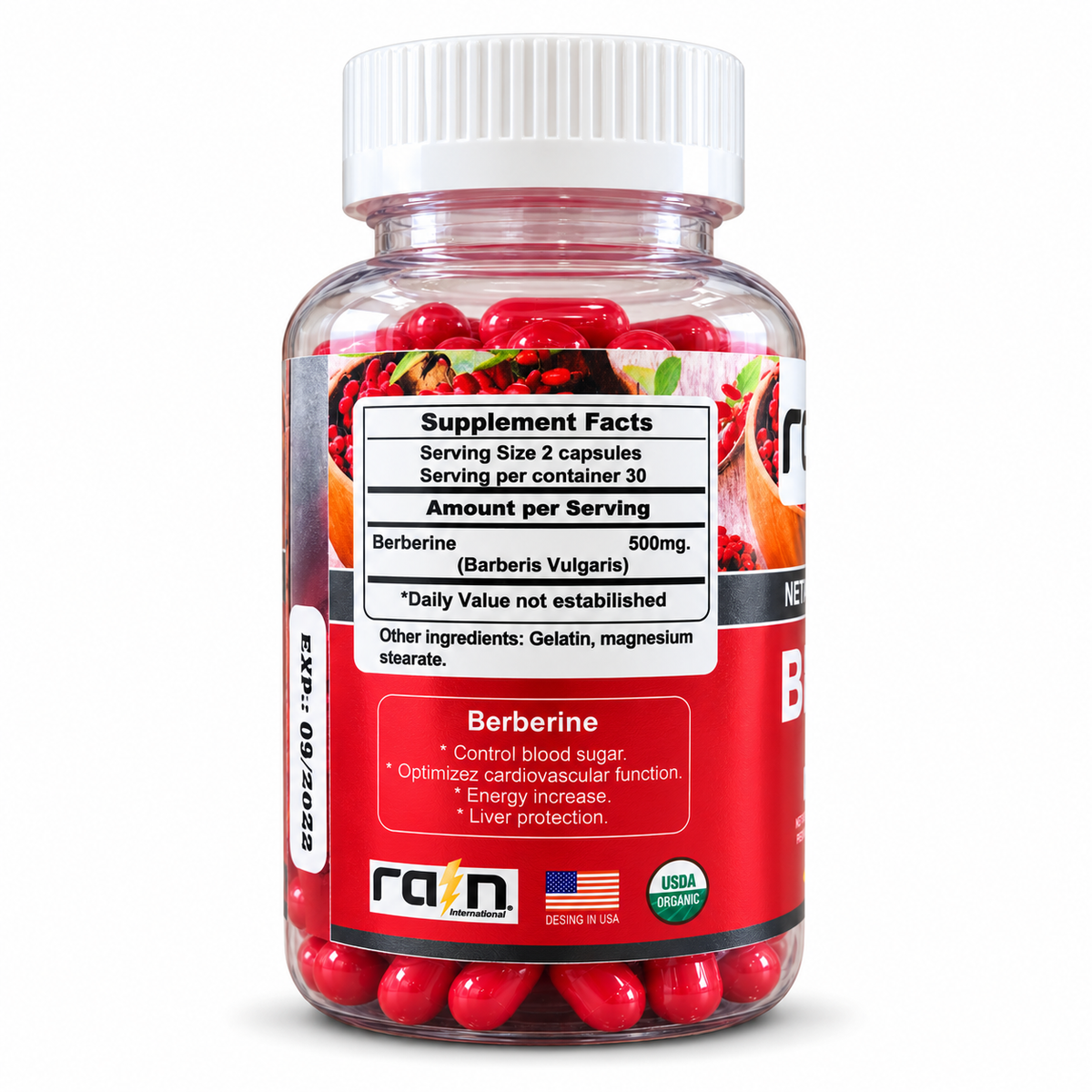 Berberina 1000mg – 60 Cápsulas Vegetales (1 mes) – Rain
