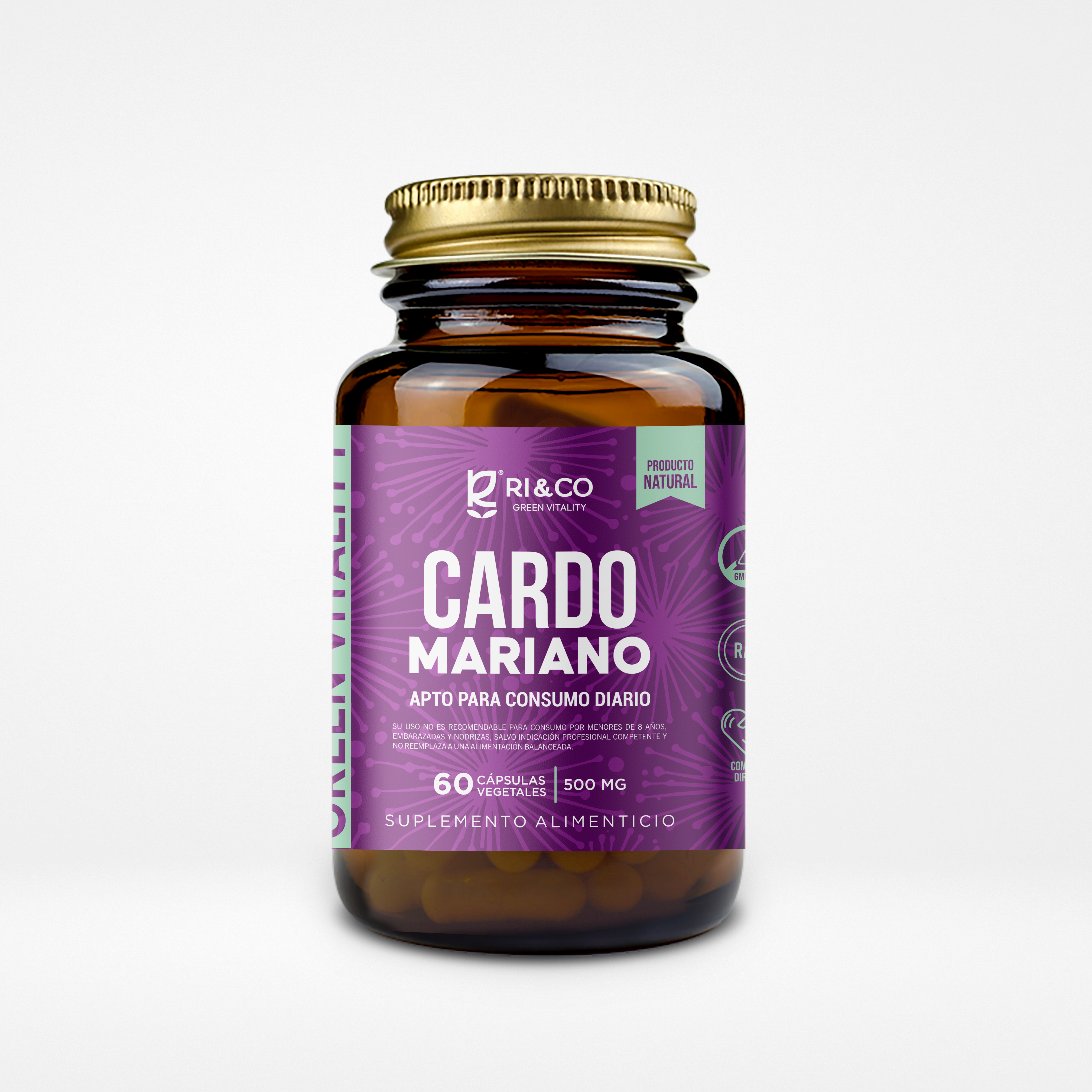 Cardo Mariano Extracto 500mg 60 Cápsulas Vegetales (1 mes) - RI&CO