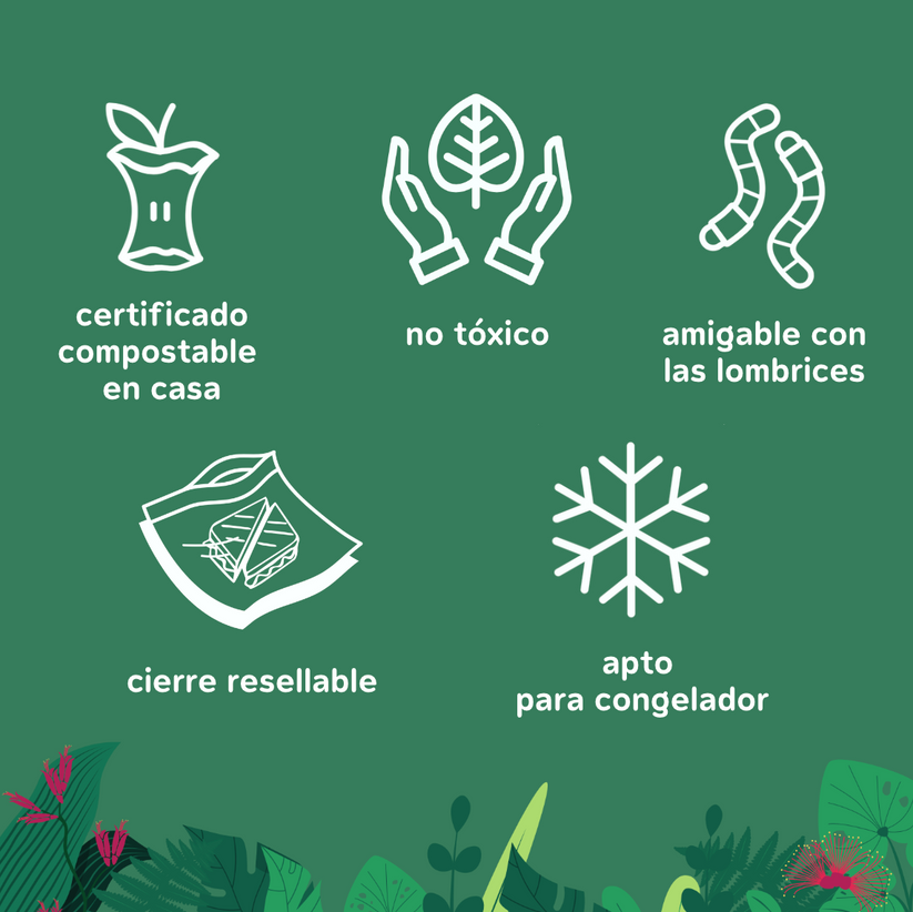 Bolsas Reutilizables Compostables con Cierre (Tamaño Sándwich) – 15 Unidades – Compostic