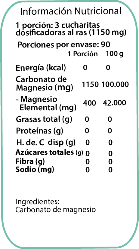 Carbonato de Magnesio - 90 porciones - Dulzura Natural