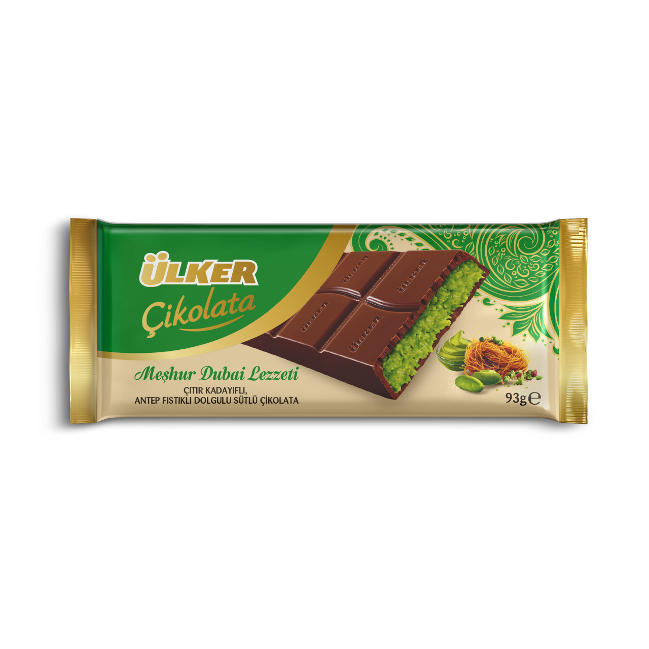 Chocolate Dubai con Pistacho y Kadayif 93g – Ülker