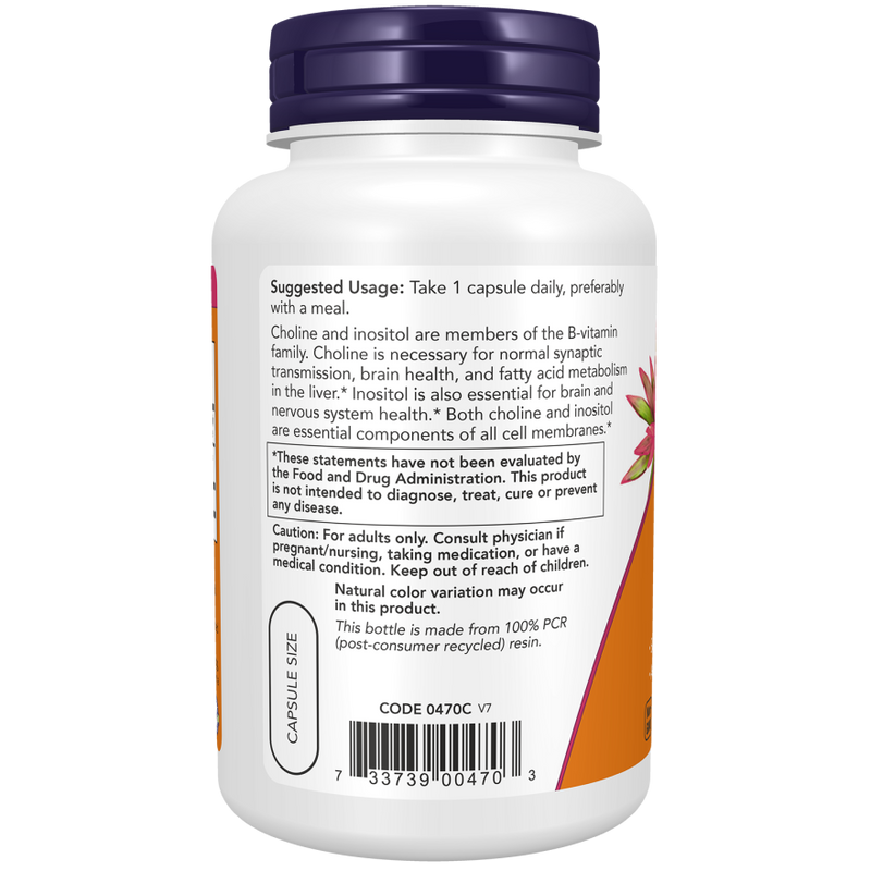 Colina & Inositol 100 Cápsulas Vegetales (3,3 meses) - Now Foods