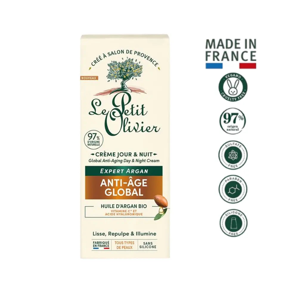 Crema Antiedad Global Día y Noche con Argán Bio 50ml - Le Petit Olivier