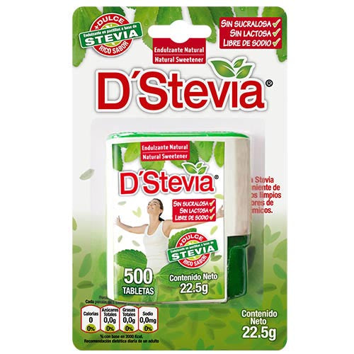 Endulzante de Stevia Dispensador 500 Tabletas 22,5gr - D'Stevia
