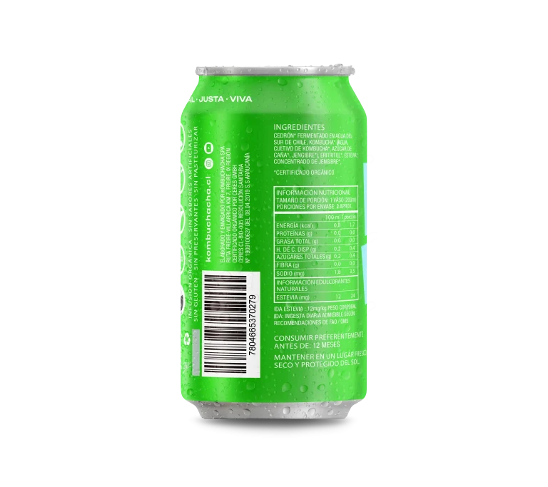 Kombucha Cedrón Sin Azúcar 355ml - Kombuchacha