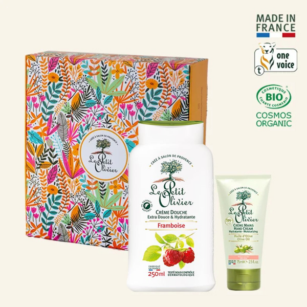 Set de Regalo Crema Manos Oliva 75ml & Crema Ducha Frambuesa 250ml - Le Petit Olivier