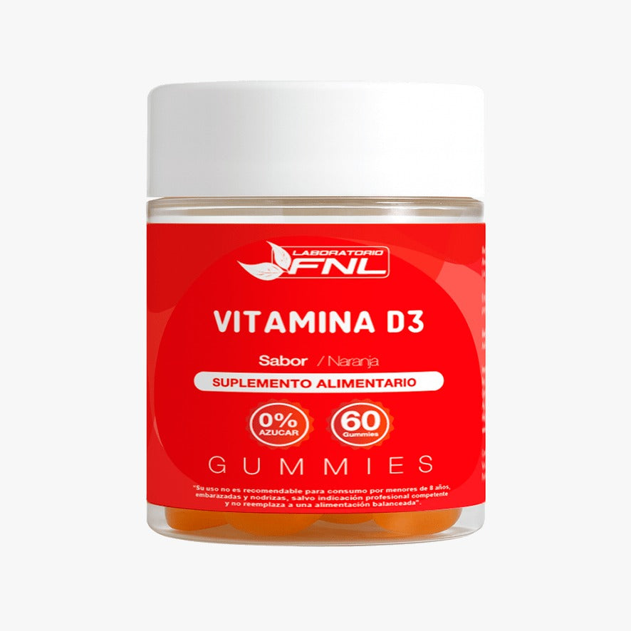 Vitamina D3 800 UI - 60 Gomitas Sin Azúcar Sabor Naranja (2 Meses) - FNL