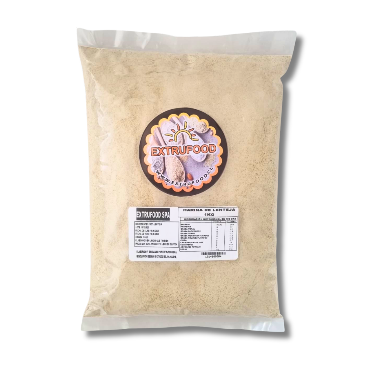 Harina de Lentejas 1kg – Sin Gluten – Extrufood