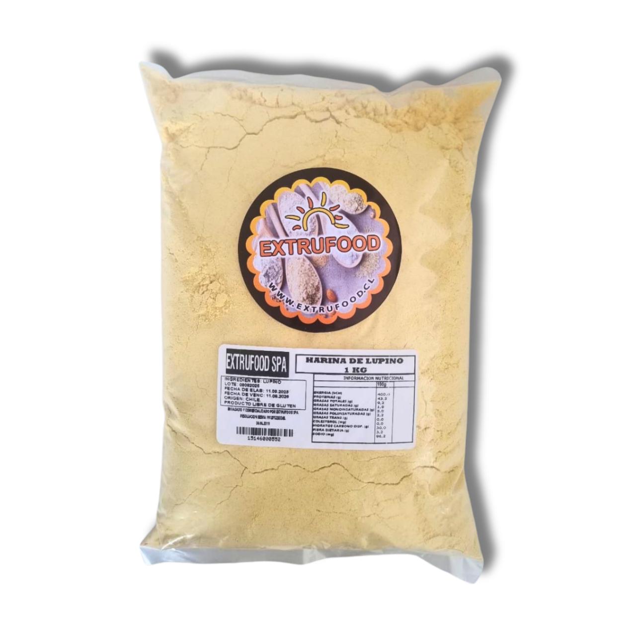 Harina de Lupino 1kg – Sin Gluten – Alta en Proteínas y Fibra – Extrufood