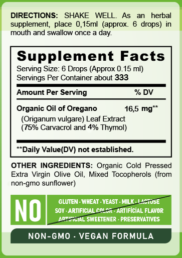 Aceite de Orégano Orgánico (75% Carvacrol - 4% Timol) Sin Gluten 50ml – Magmagen