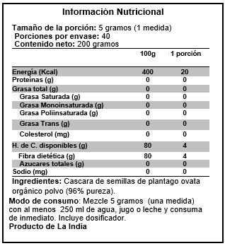 Psyllium Husk Orgánico 200gr - Sin Gluten - Magmagen