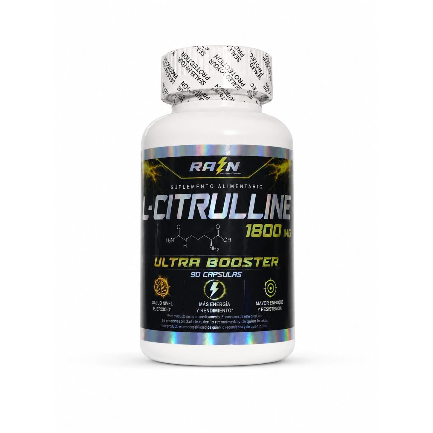 L-Citrulina 1800mg – Ultra Booster – 90 Cápsulas de 600mg (1 Mes) - Rain