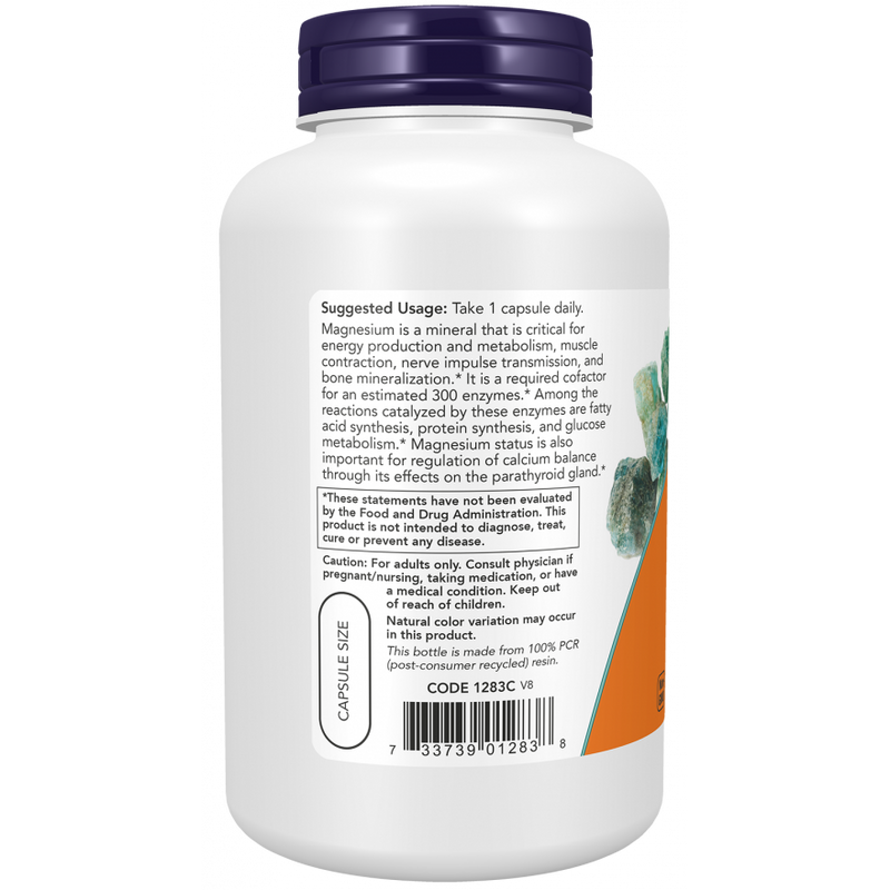 Magnesio 400mg 180 Cápsulas Vegetales (6 meses) - Now Foods