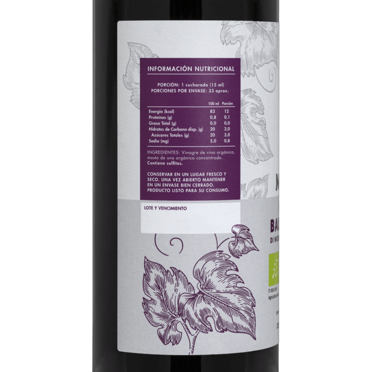 Aceto Balsámico Orgánico 500ml Sin Gluten - Manare