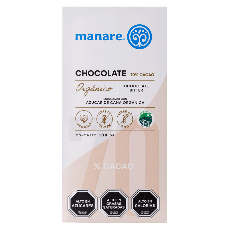 Chocolate Orgánico 70% Cacao 100gr - Manare