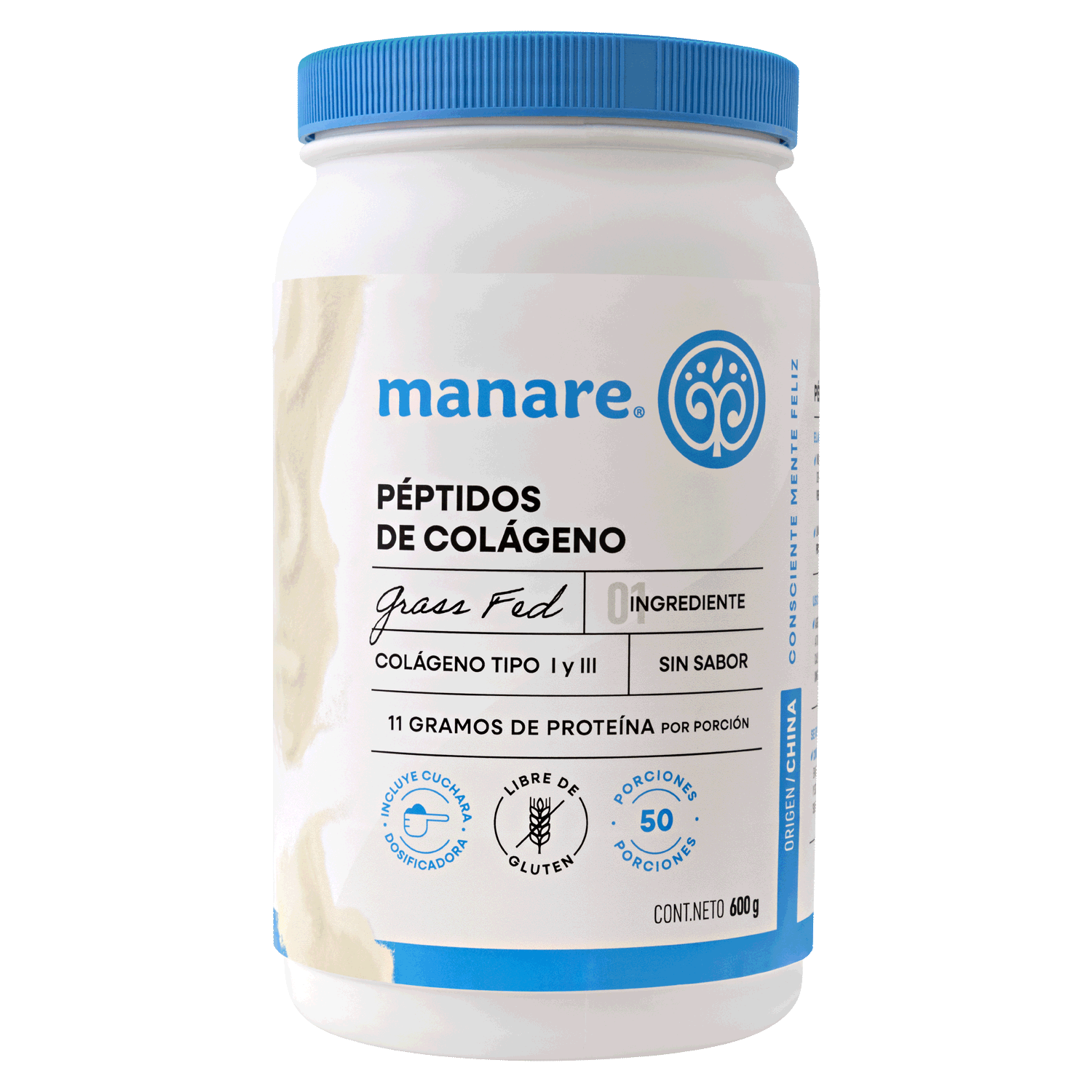 Péptidos de Colágeno Hidrolizado 600gr Sin Gluten - Manare