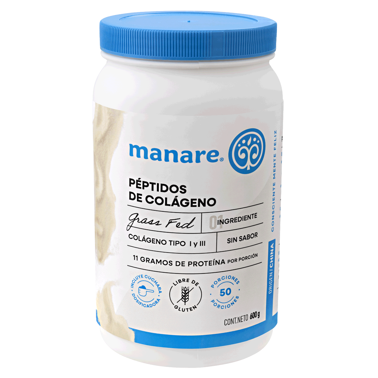 Péptidos de Colágeno Hidrolizado 600gr Sin Gluten - Manare