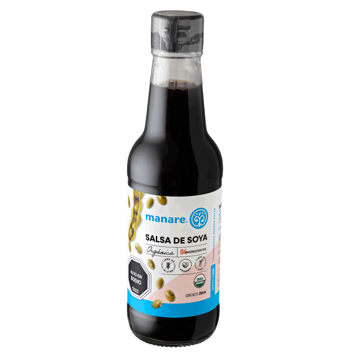 Salsa de Soya Orgánica 250ml Sin Gluten - Manare