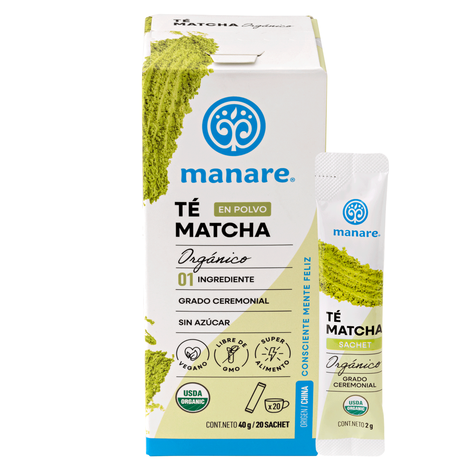 Té Matcha En Polvo Orgánico - 20 Sachets- 40gr - Manare