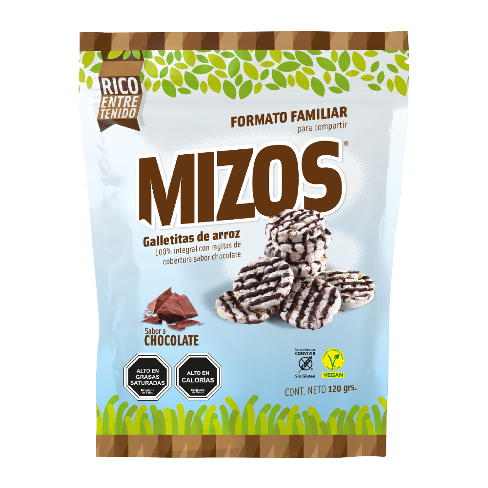 Galletitas de Arroz Integral Chocolate Familiar 120gr - Sin Gluten - Mizos