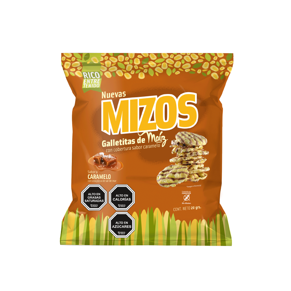 Galletitas de Maíz Caramelo 20gr - Sin Gluten - Mizos (VENCIMIENTO: 26-01-2026)