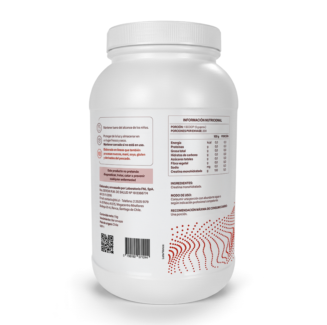 Creatina Monohidratada 1kg - 200 porciones (6,6 meses) - FNL