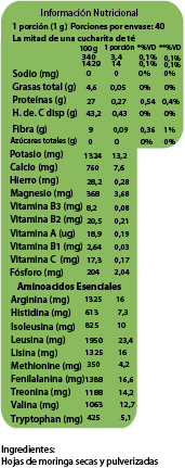 Moringa 40gr - 40 porciones - Dulzura Natural