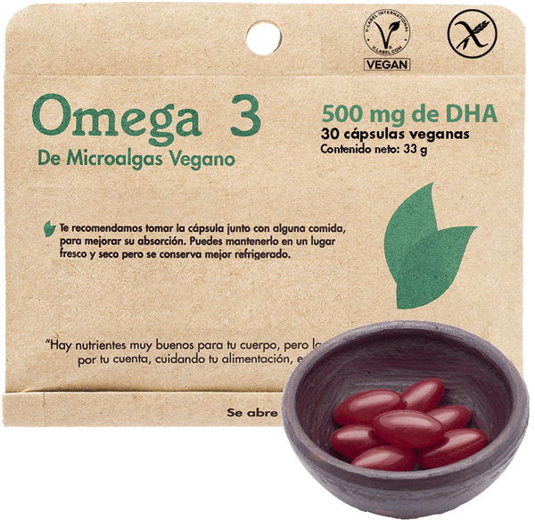 Omega 3 500mg DHA - 30 cápsulas (de Microalgas Vegano) - Dulzura Natural