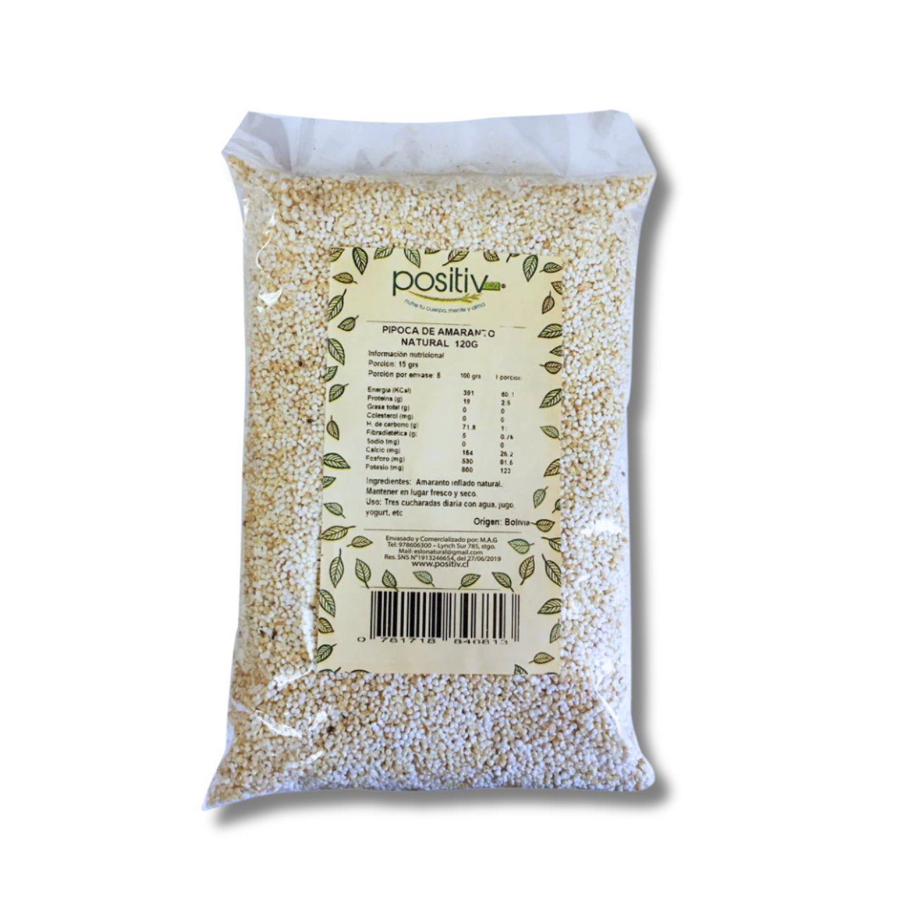 Pipoca de Amaranto Natural 120gr - Positiv