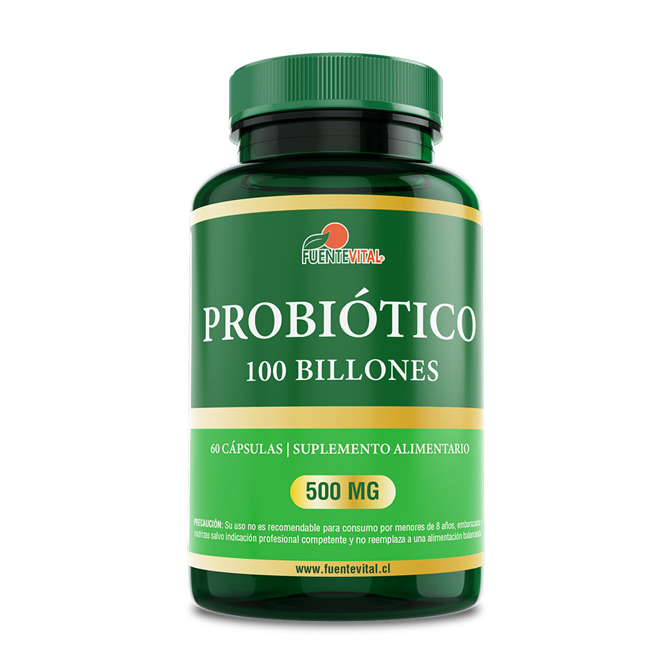 Probiótico 100 Billones 60 Cápsulas Vegetales - 10 Cepas Probióticas - Fuente Vital