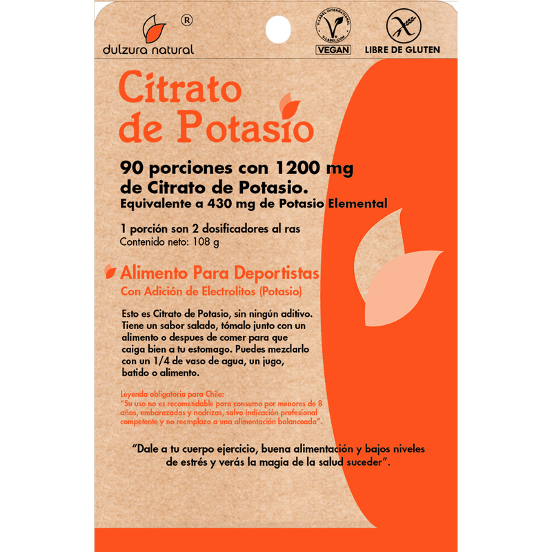 Citrato de Potasio 1200mg - 90 porciones - Dulzura Natural