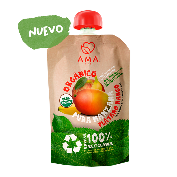 Puré Manzana Plátano Mango 90gr - Snacks - Mercado Silvestre