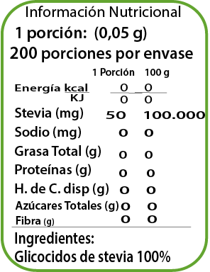 Stevia Pura 10gr - 200 tazas - Dulzura Natural