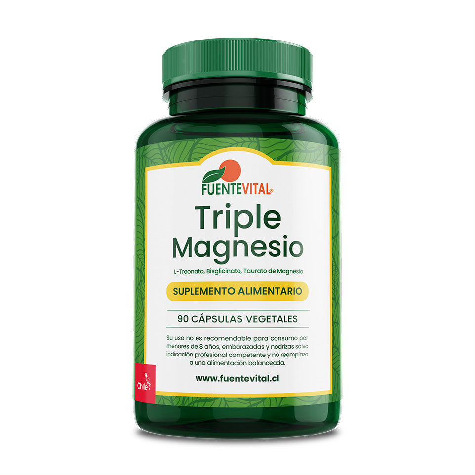 Triple Magnesio (L-Treonato + Bisglicinato + Taurato) – 90 Cápsulas Vegetales (1 mes) – Fuente Vital