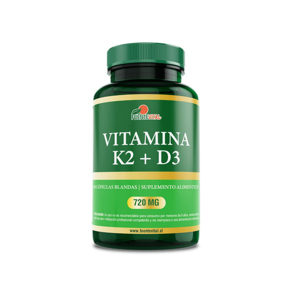 Vitamina K2 + D3 720mg 60 Cápsulas Softgel (2 meses) - Fuente Vital