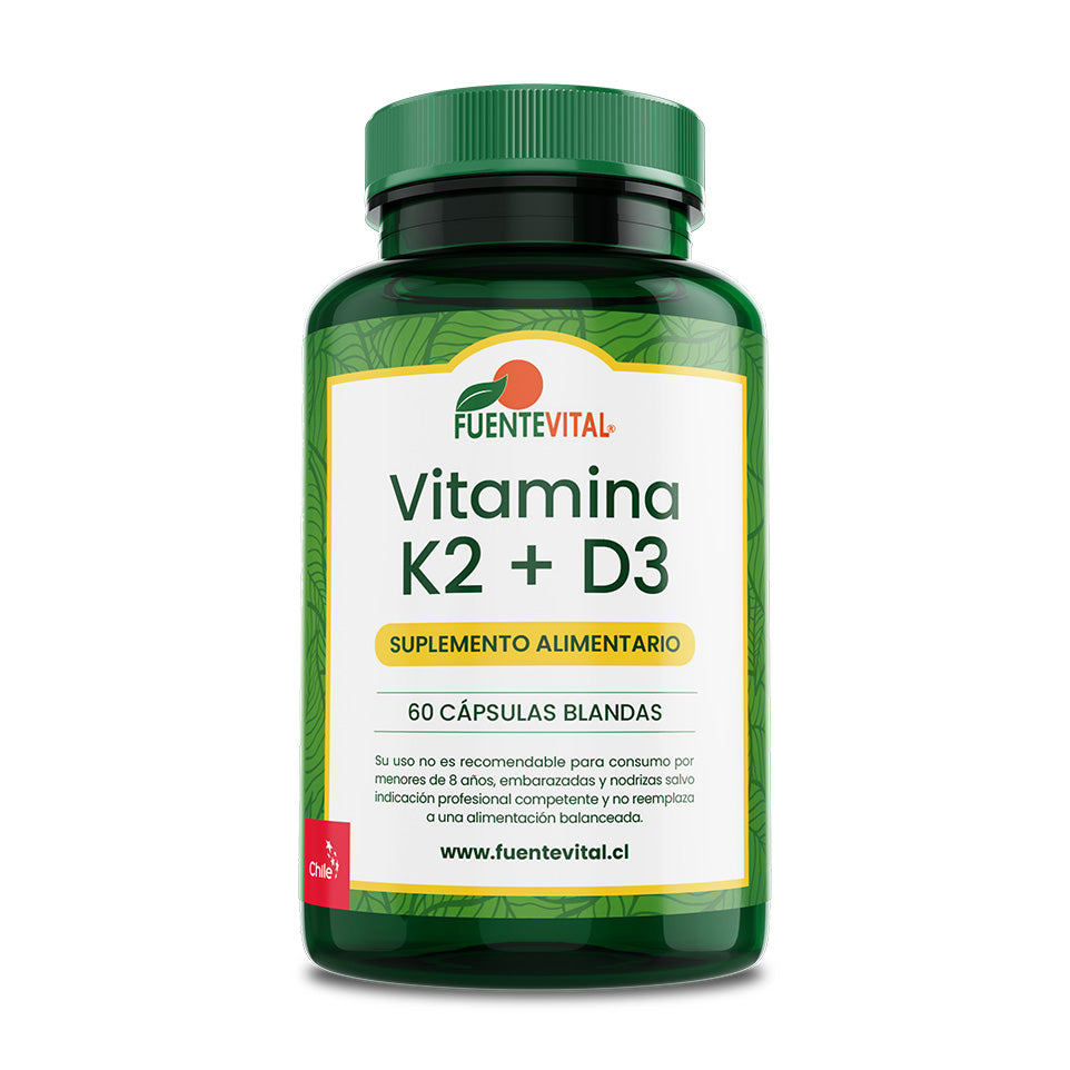 Vitamina K2 + D3 720mg 60 Cápsulas Softgel (2 meses) - Fuente Vital