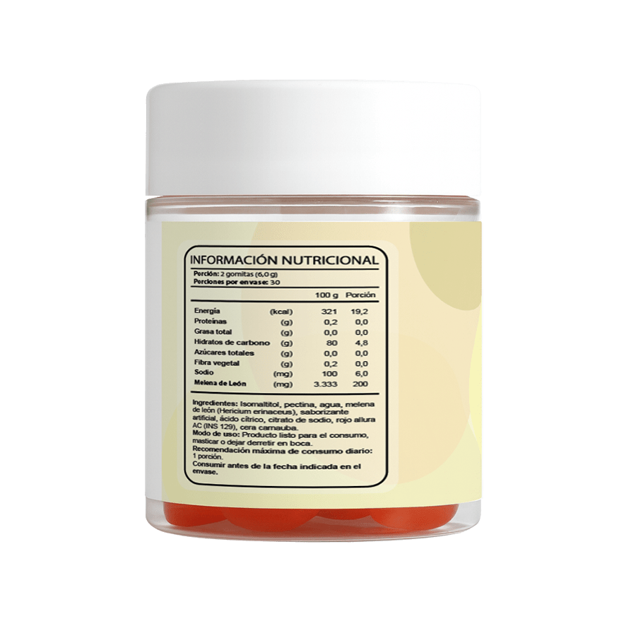 Melena de León en Gomitas Sin Azúcar – Enfoque & Bienestar Cognitivo | 60 Gomitas (1 Mes) – FNL