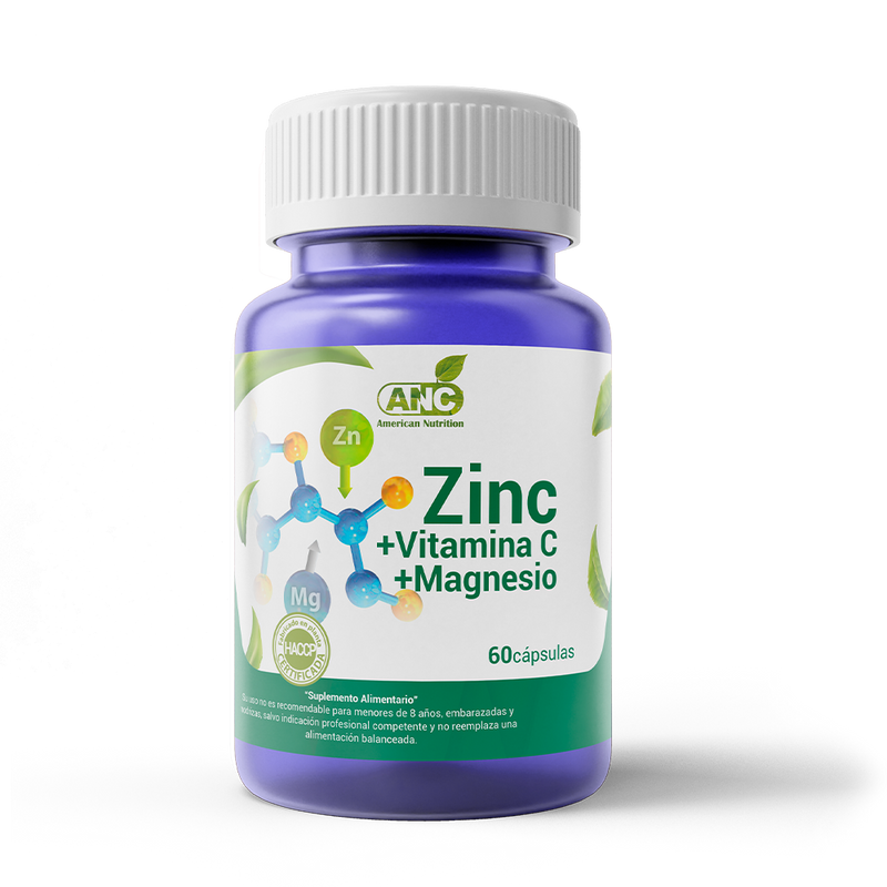 Zinc + Vitamina C + Magnesio 60 Cápsulas (1 mes) - ANC