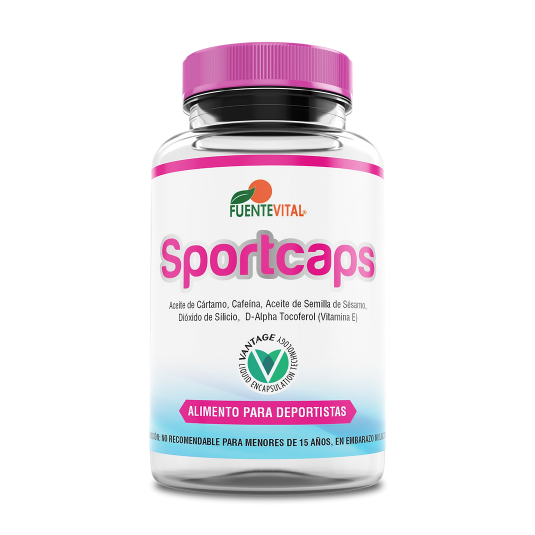 Sportcaps (ex Corpobell) - Aceite de Cártamo + Cafeína + Vit E - 60 Cápsulas Softgel (2 meses) - Fuente Vital