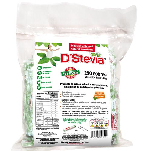 Bolsa 250 Sobres de Stevia Polvo - D'Stevia