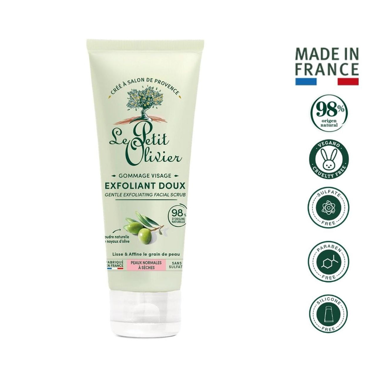 Exfoliante Facial Suave Cuesco de Oliva 75ml - Le Petit Olivier