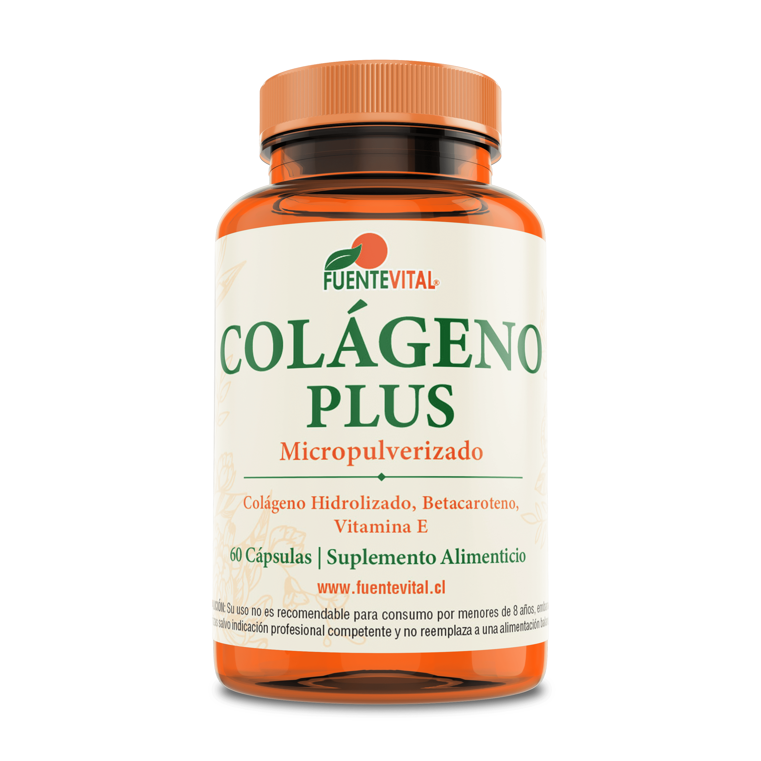 Colágeno Plus (Colágeno Hidrolizado + Betacaroteno + Vitamina E) - 60 Cápsulas Vegetales (2 meses) - Fuente Vital