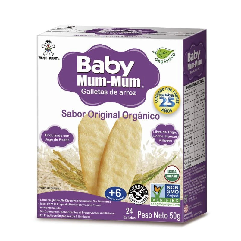 Galletas de Arroz Orgánicas para Bebés Original 50gr - Baby Mum Mum