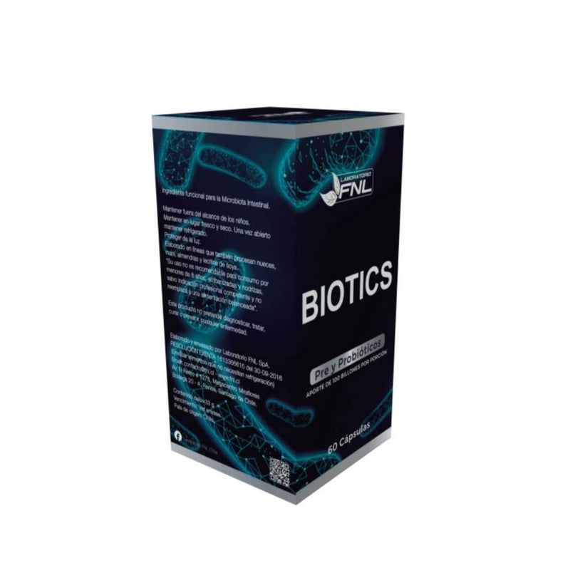 Biotics - Pre y Probióticos - 14 Cepas - 100 billones - 60 Cápsulas (1 mes) - FNL